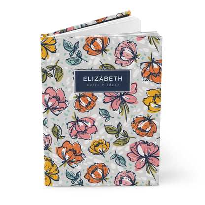 Painted Blossoms Hardcover Lined Notebook